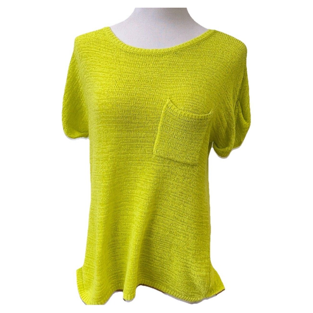 Tribal Women's Short Sleeve Crew Neck Pocket Limeade T Shirt Top Size M boho